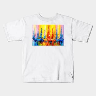 Rainbow boat Kids T-Shirt